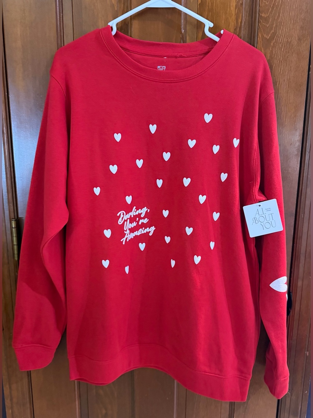 NWT Southern Bliss Co Red Heart Puff Print Crewneck Sweatshirt Women's Large